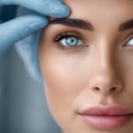 Woman receiving cosmetology treatment checking skin elasticity